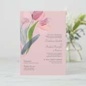 Elegant Waterverf Tulps Blush Wedding Kaart (Staand voorkant)