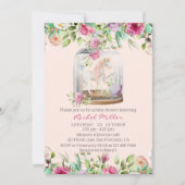 Elegant Waterverf Unicorn Chic Floral Baby shower Kaart (Voorkant)