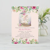 Elegant Waterverf Unicorn Chic Floral Baby shower Kaart (Staand voorkant)