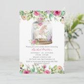 Elegant Waterverf Unicorn Chic Floral Baby shower Kaart (Staand voorkant)