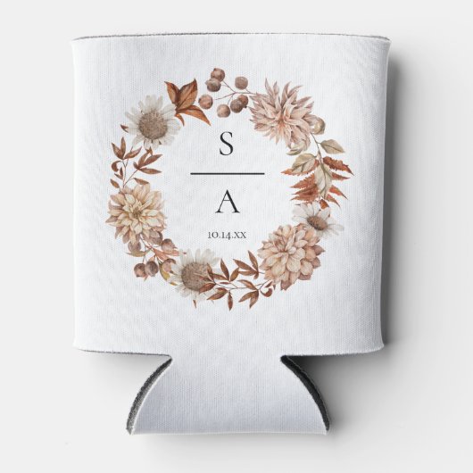 Elegant Waterverf verbrand Oranje Floral Wedding Blikjeskoeler (Voorkant)