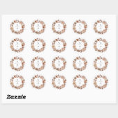 Elegant Waterverf verbrand Oranje Floral Wedding Ronde Sticker (Vel)