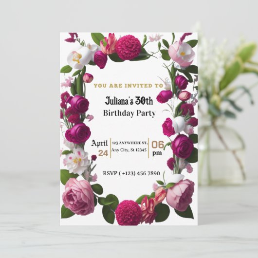 Elegant waterverf verjaardagskaart kaart (Staand voorkant)