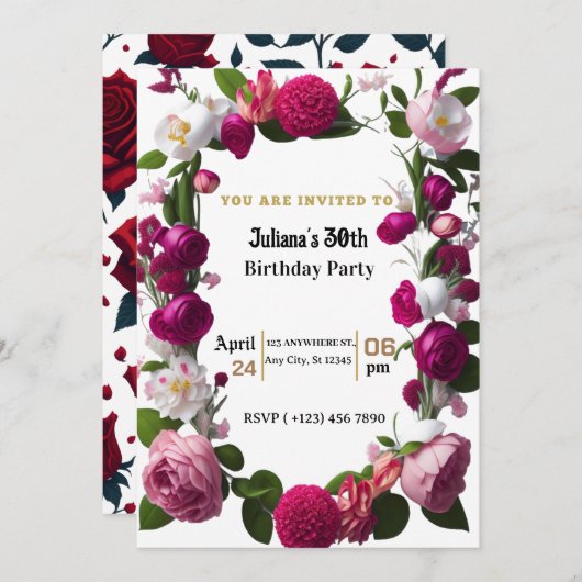 Elegant waterverf verjaardagskaart kaart (Voorkant / Achterkant)