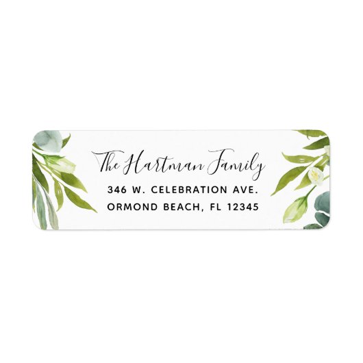 Elegant Waterverf verlaat lente zomer Etiket (Voorkant)