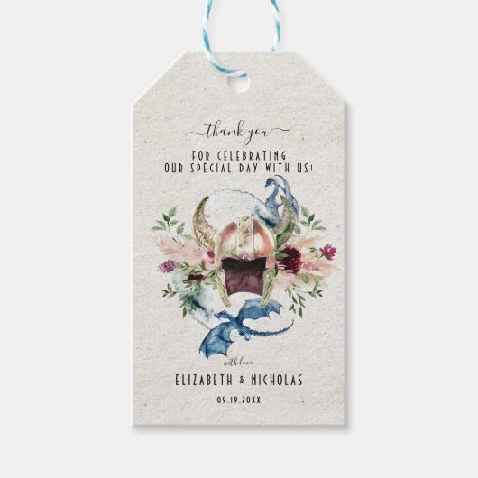 Elegant Waterverf Viking | Weddenschap Hartelijk d Cadeaulabel (Voorkant)