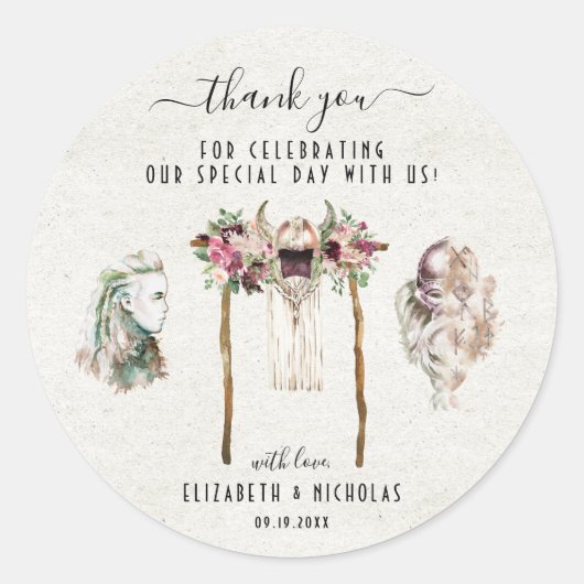 Elegant Waterverf Viking | Weddenschap Ronde Sticker (Voorkant)