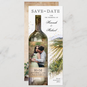 Elegant Waterverf Vineyard Wedding Save The Date