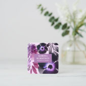 Elegant Waterverf  Violet en roze Floral Vierkante Visitekaartje (Staand voorkant)