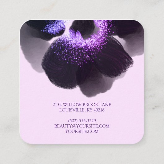 Elegant Waterverf  Violet en roze Floral Vierkante Visitekaartje (Achterkant)
