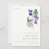 Elegant  Waterverf Violet Floral Bunch Save The Date (Voorkant)