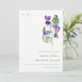 Elegant  Waterverf Violet Floral Bunch Save The Date (Staand voorkant)