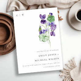 Elegant Waterverf Violet Floral Bunch Save The Date