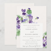 Elegant  Waterverf Violet Floral Verloving Kaart (Voorkant / Achterkant)