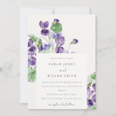 Elegant  Waterverf Violet Floral Wedding Kaart (Voorkant)