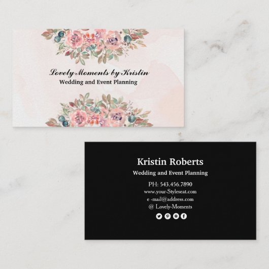 Elegant waterverf visitekaartje (Voorkant / Achterkant)