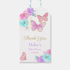 Elegant. Waterverf vlinderthema Baby Shower Cadeaulabel