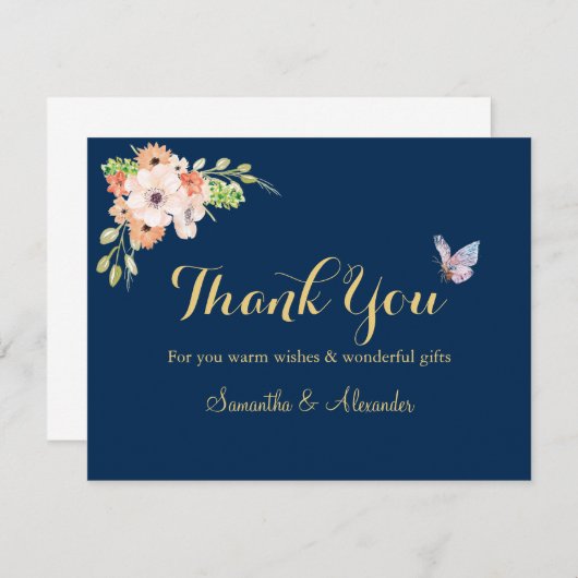 Elegant Waterverf Vloervlinder Hartelijk dank (Voorkant / Achterkant)