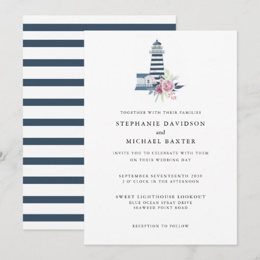 Elegant Waterverf vuurtoren: minimalistisch Kaart (Voorkant / Achterkant)