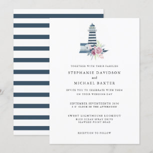 Elegant Waterverf vuurtoren: minimalistisch Kaart