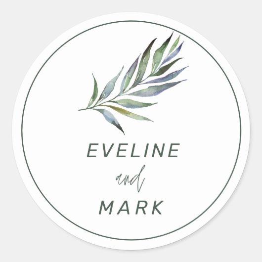 Elegant Waterverf Wedding Classic Round Sticker (Voorkant)