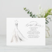 Elegant Waterverf Wedding Dress Vrijgezellenfeest Kaart (Staand voorkant)