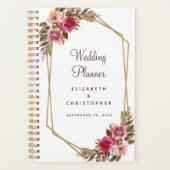 Elegant Waterverf Wedding Floral Gold Paars Roze Planner (Voorkant)