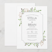 Elegant Waterverf Wedding Invitation Kaart (Voorkant / Achterkant)