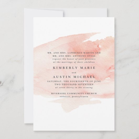 Elegant Waterverf Wedding Invitation Kaart (Voorkant)