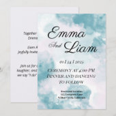 Elegant Waterverf Wedding Invitation Kaart (Voorkant / Achterkant)