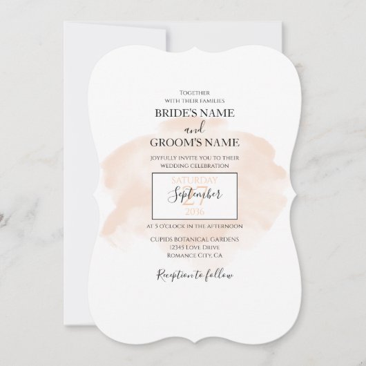 Elegant Waterverf Wedding Invitations Kaart (Voorkant)