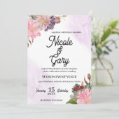 Elegant Waterverf Wedding Invitations Kaart (Staand voorkant)