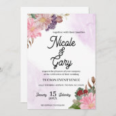 Elegant Waterverf Wedding Invitations Kaart (Voorkant / Achterkant)