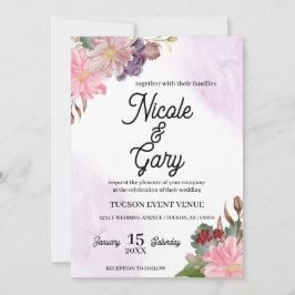 Elegant Waterverf Wedding Invitations Kaart