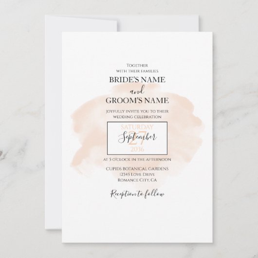 Elegant Waterverf Wedding Invitations Kaart (Voorkant)