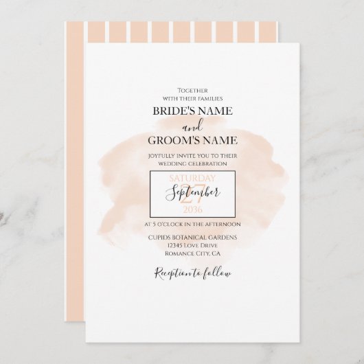 Elegant Waterverf Wedding Invitations Kaart (Voorkant / Achterkant)