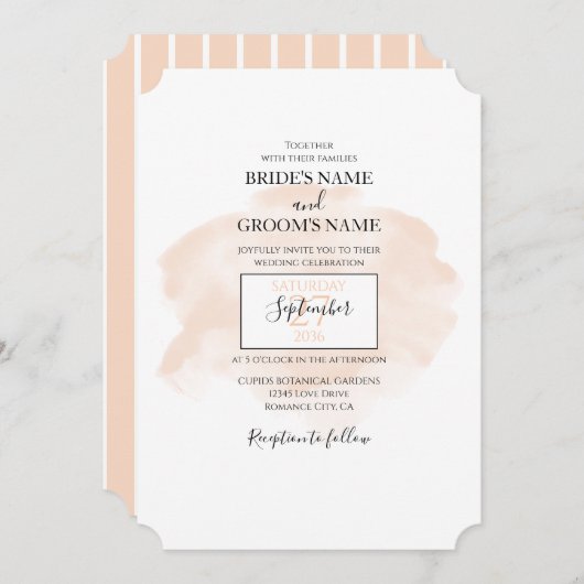Elegant Waterverf Wedding Invitations Kaart (Voorkant / Achterkant)
