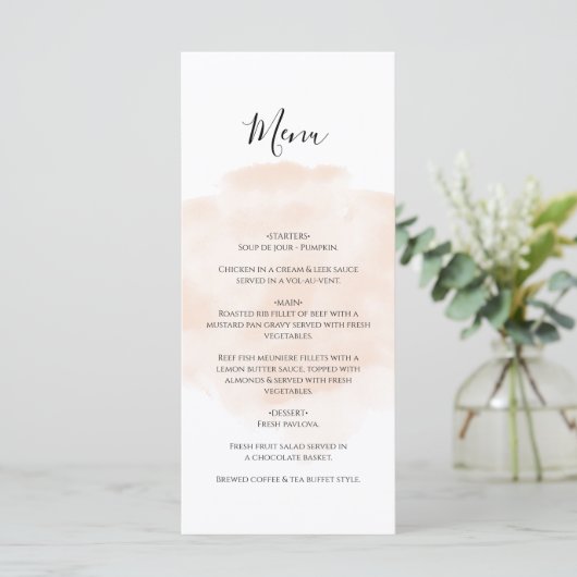 Elegant Waterverf Wedding Menu (Staand voorkant)