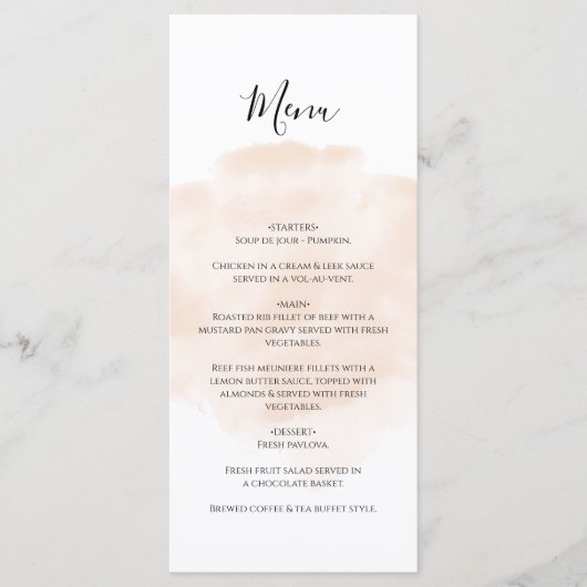 Elegant Waterverf Wedding Menu (Voorkant)