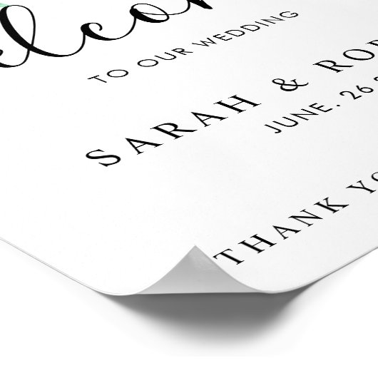 Elegant Waterverf Welkom bij ons huwelijk Poster (Hoek)