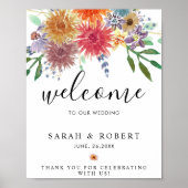 Elegant Waterverf Welkom bij ons huwelijk Poster (Voorkant)