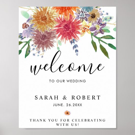 Elegant Waterverf Welkom bij ons huwelijk Poster (Voorkant)