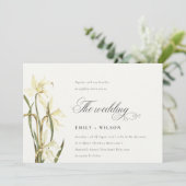 Elegant Waterverf White Daffodil Wedding Invite Bedankkaart (Staand voorkant)