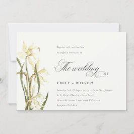 Elegant Waterverf White Daffodil Wedding Invite Bedankkaart