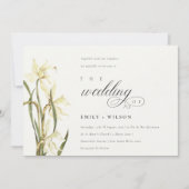 Elegant Waterverf White Daffodil Wedding Invite Bedankkaart (Voorkant)