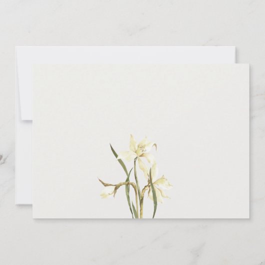 Elegant Waterverf White Daffodil Wedding Invite Bedankkaart (Achterkant)