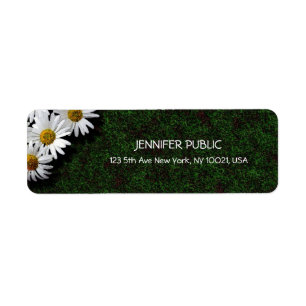 Elegant Waterverf White Daisies Moderne Sjabloon Etiket