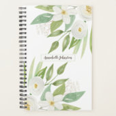 Elegant Waterverf White en Green Floral Planner (Voorkant)