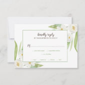 Elegant Waterverf White en Green Floral Wedding RSVP Kaartje (Voorkant)