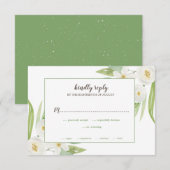 Elegant Waterverf White en Green Floral Wedding RSVP Kaartje (Voorkant / Achterkant)
